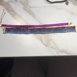 H&M Purple and Blue Glitter Bracelet Set